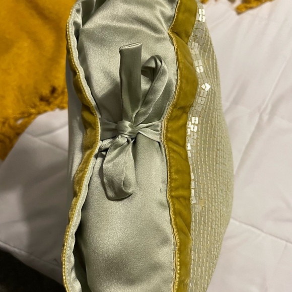 Michele Varian Silk and Sequin throw pillow cover with down insert seafoam green - Picture 12 of 12